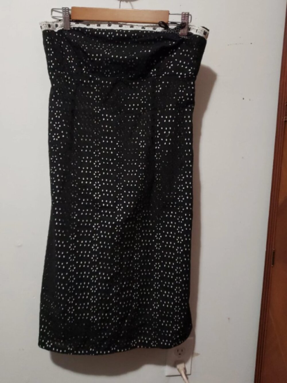 Homemade Black Eyelet Strapless Dress - Size Medium with Boning Detail